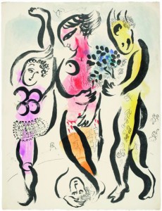 Los tres acróbatas, de Marc Chagall.