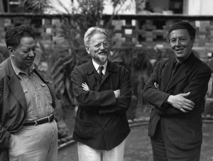 De izquierda a derecha: Diego Rivera, León Trotski y André Breton, en México.