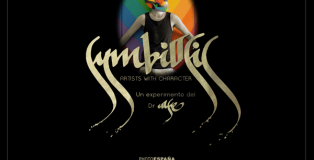 Cartel de la Exposición Symbiosis, del Dr. Case, sobre artistas madrileños, en La Fiambrera.
