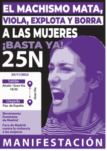 Manifestación contra la violencia machista, mañana, en Madrid.